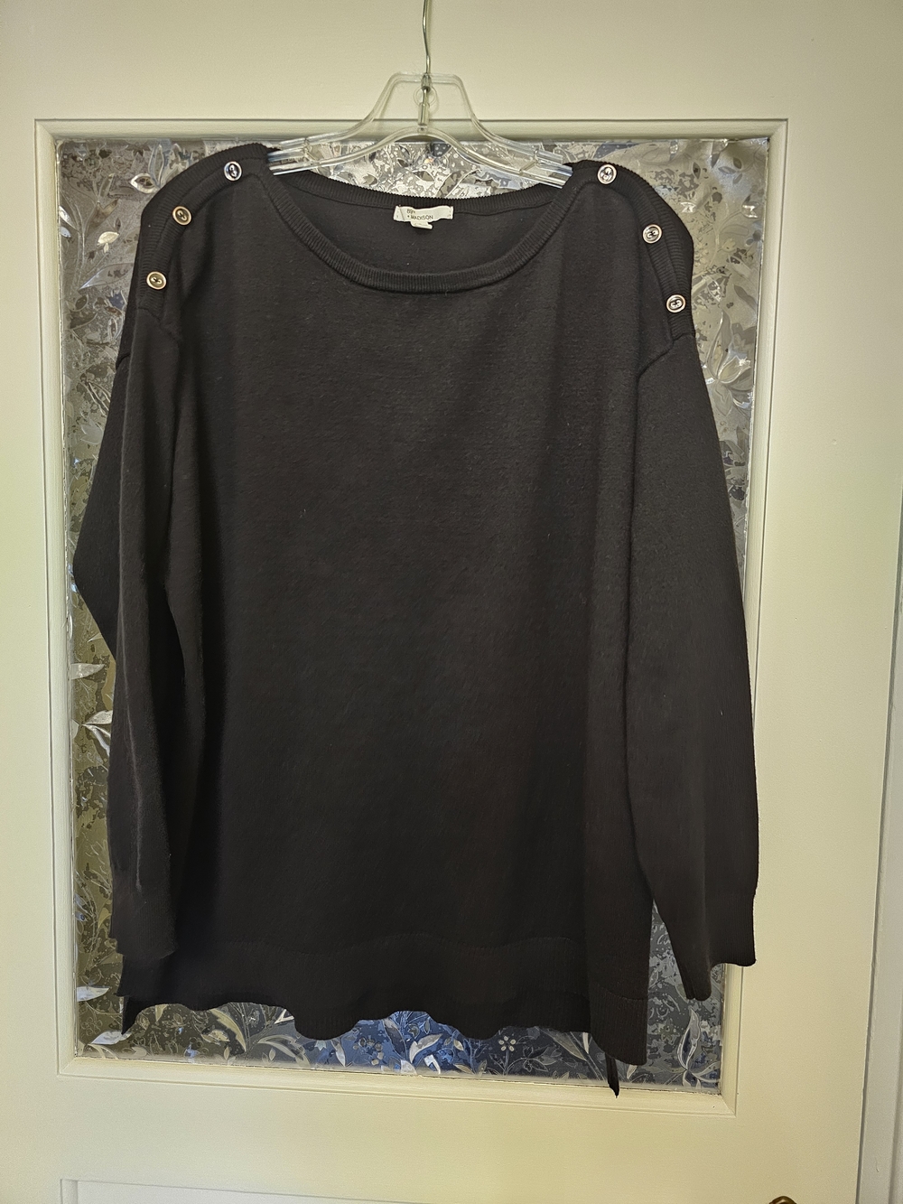 89th & Madison Black Ribbed-Neck Sweater